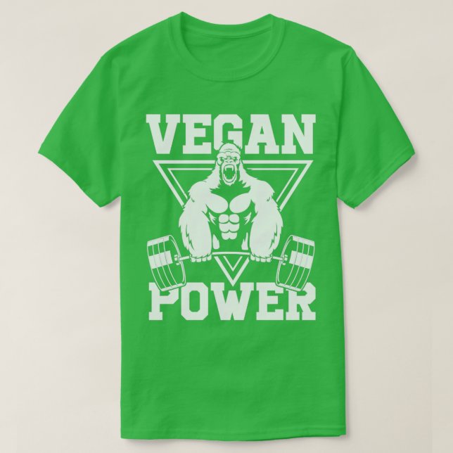 Veganer Power Workout Muskel-Gorilla-Bodybuilding  T-Shirt (Design vorne)