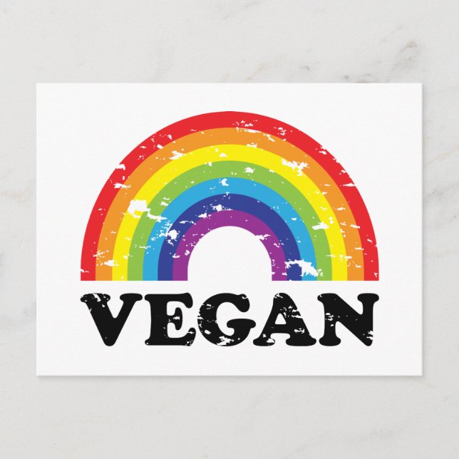 Veganer Regenbogen Postkarte (Vorderseite)