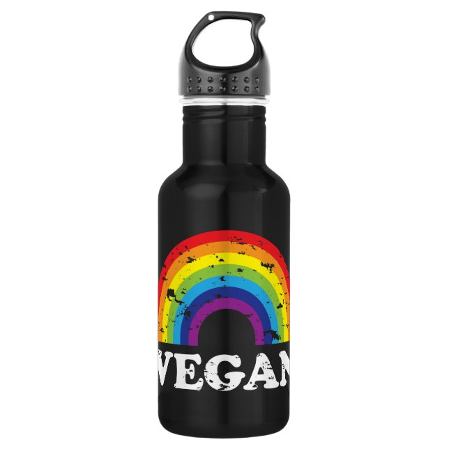Veganer Regenbogen Trinkflasche (Vorderseite)