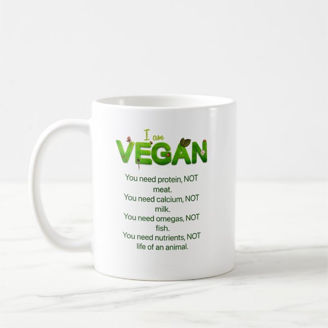 Veganer Slogan. Kaffeetasse (Links)