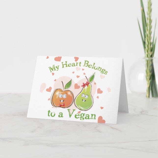 Veganer Valentinstag Feiertagskarte (Vorderseite)