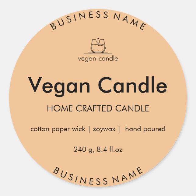 Veganes Candle-Label | Personalisiert Runder Aufkleber (Vorderseite)