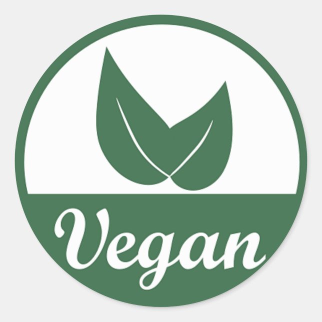 Veganes Design 1 grün auf Weiß Runder Aufkleber (Vorderseite)