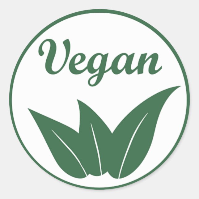 Veganes Design 2 Grün auf Weiß Runder Aufkleber (Vorderseite)