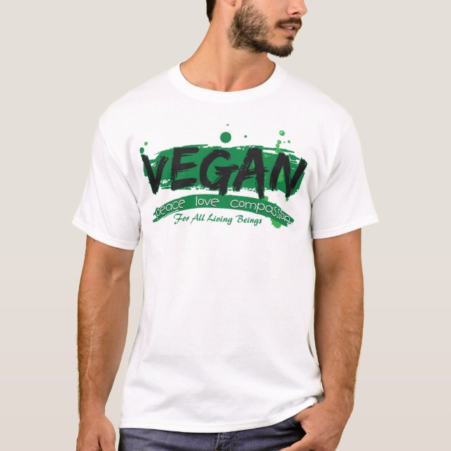 Veganes FriedensLiebe-Mitleid T-Shirt (Vorderseite)