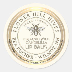 VEGANES FRIENDLY Candelilla Wachs Lip Balm Label Runder Aufkleber