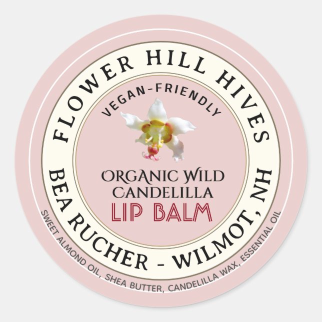 VEGANES FRIENDLY Candelilla Wachs Lip Balm Label Runder Aufkleber (Vorderseite)