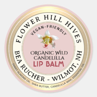 VEGANES FRIENDLY Candelilla Wachs Lip Balm Label Runder Aufkleber