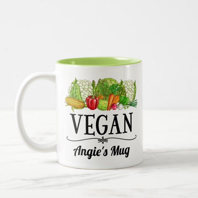 Veganes Geschenk Personalisiert Zweifarbige Tasse (Links)