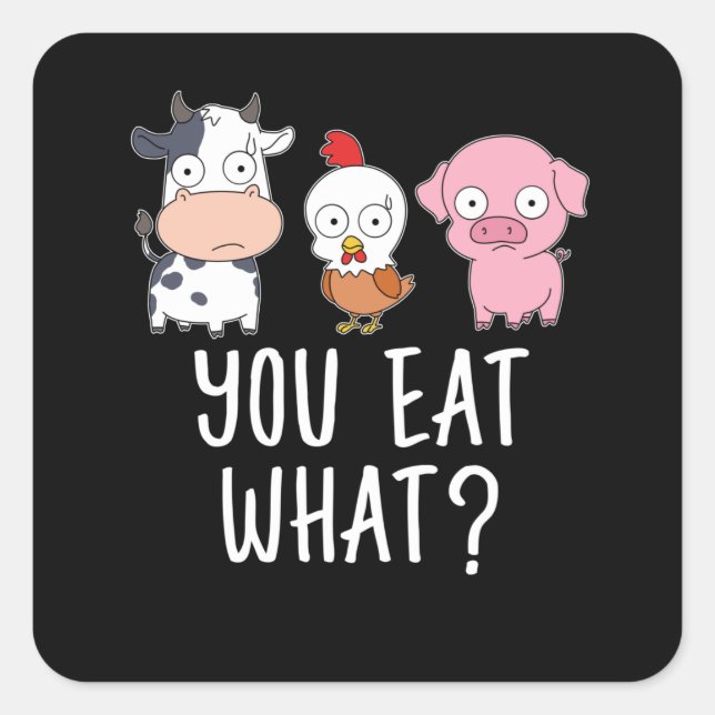 Veganes Geschenk Vegetarisches Geschenke Pflanze F Quadratischer Aufkleber (Vorderseite)