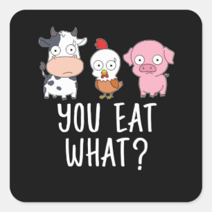 Veganes Geschenk Vegetarisches Geschenke Pflanze V Quadratischer Aufkleber