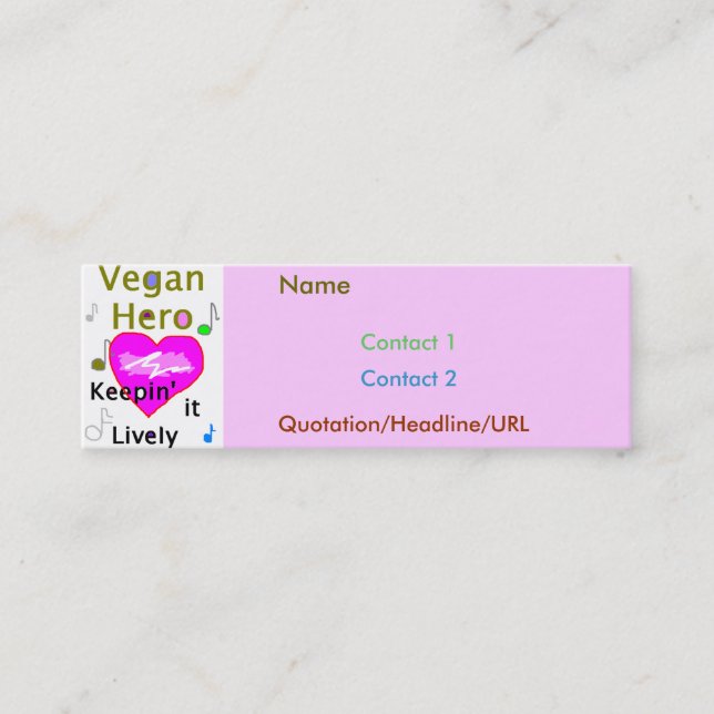 Veganes Held-Rosa Mini Visitenkarte (Vorderseite)