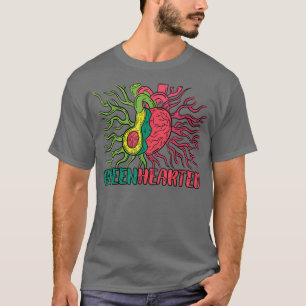 Veganes Herzsystem mit grünem Herzen T-Shirt