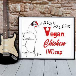 Veganes Huhn W Rap lustiges Musikangebot Poster