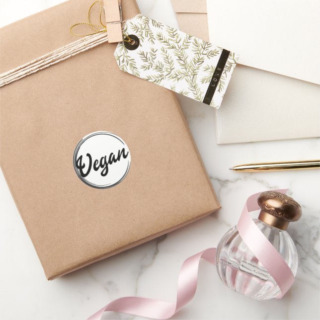 Veganes Logo Klassischer Rundaufkleber Runder Aufkleber (Schenken)