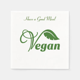 Veganes Logo Leaf, haben eine gute Mahlzeit Serviette