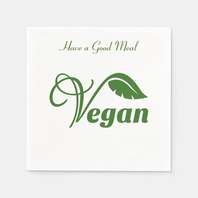 Veganes Logo Leaf, haben eine gute Mahlzeit Serviette (Vorderseite)