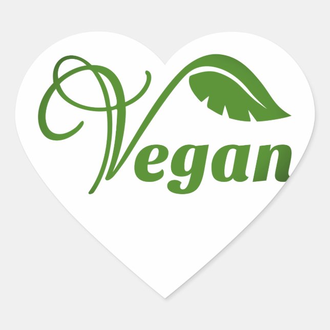 Veganes Logo-Leaf Herz-Aufkleber (Vorderseite)