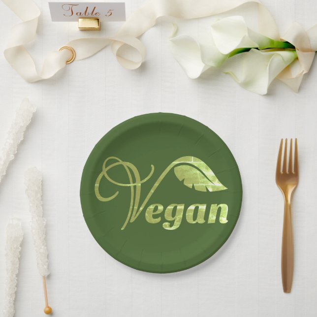 Veganes Logo-Leaf Pappteller (Hochzeit)