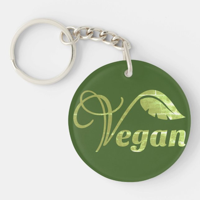 Veganes Logo-Leaf Schlüsselanhänger (Vorderseite)