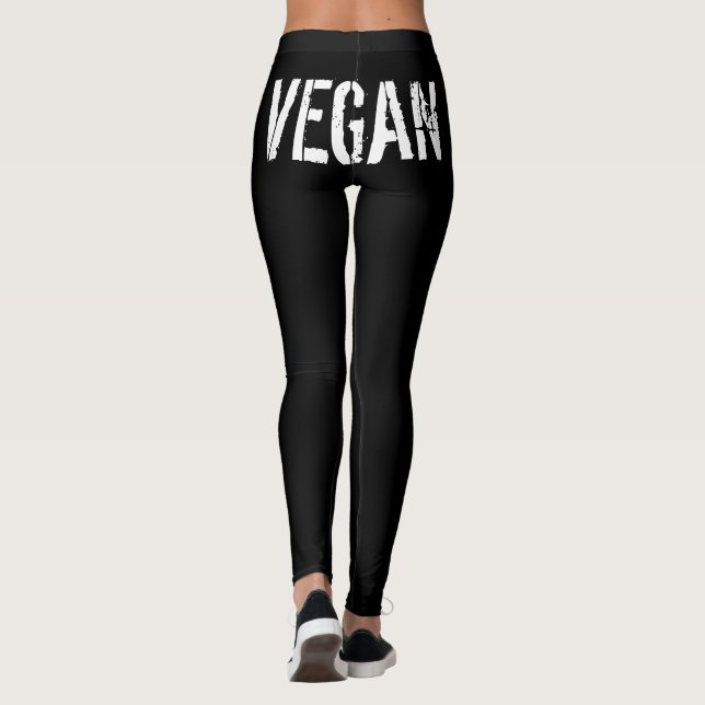 "VEGANES" LOGO-SCHWARZE LEGGINGS (Rückseite)