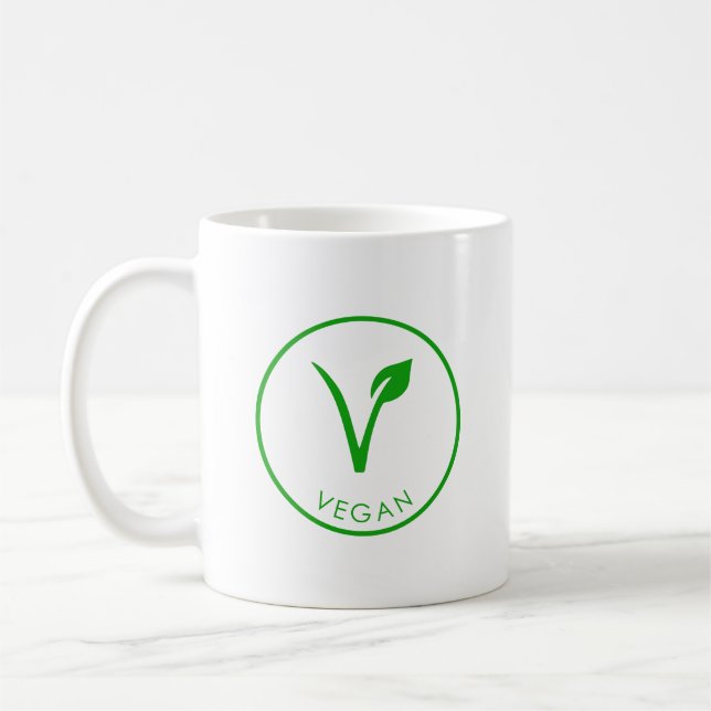 Veganes Logo | Veganes Umweltzeichen | Veganes Sym Kaffeetasse (Links)