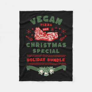 Veganes Pizza Weihnachtsfest Fleecedecke