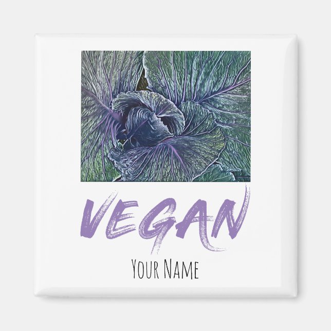 Veganes Rotes Cabbage Vintages Geschenk Magnet (Vorne)