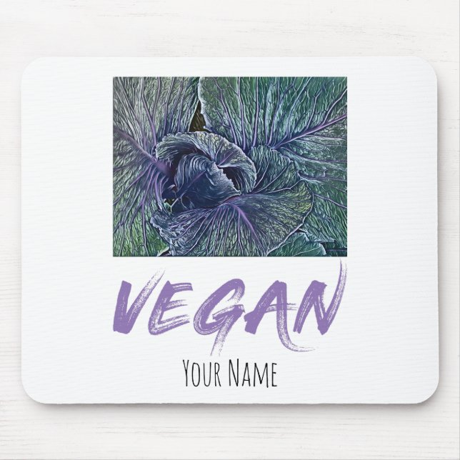 Veganes Rotes Cabbage Vintages Geschenk Mousepad (Vorne)