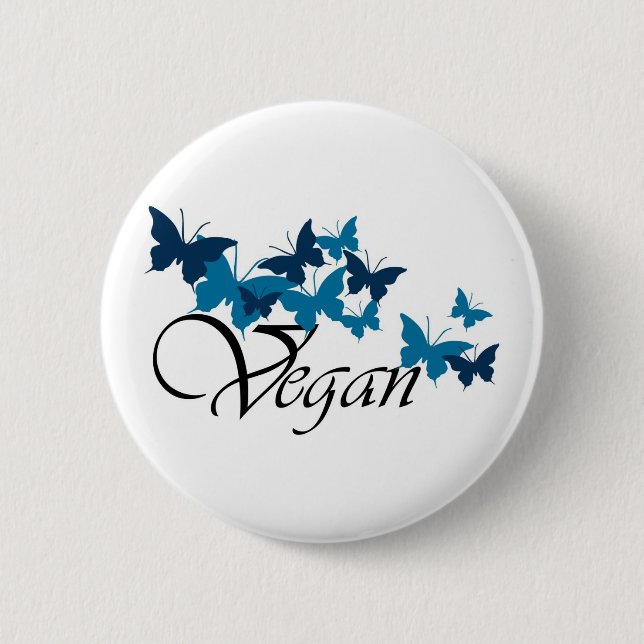 Veganes Schmetterlingsdesign Button (Vorderseite)