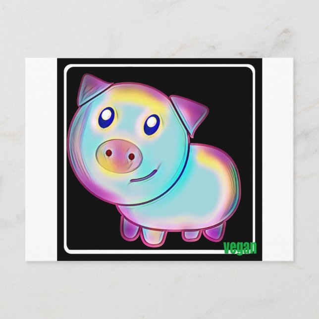 Veganes Schwein Postkarte (Vorderseite)