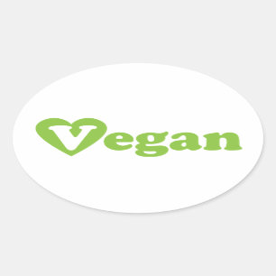 Veganes Text-Grün-Herz Ovaler Aufkleber