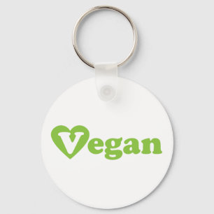 Veganes Text-Grün-Herz Schlüsselanhänger