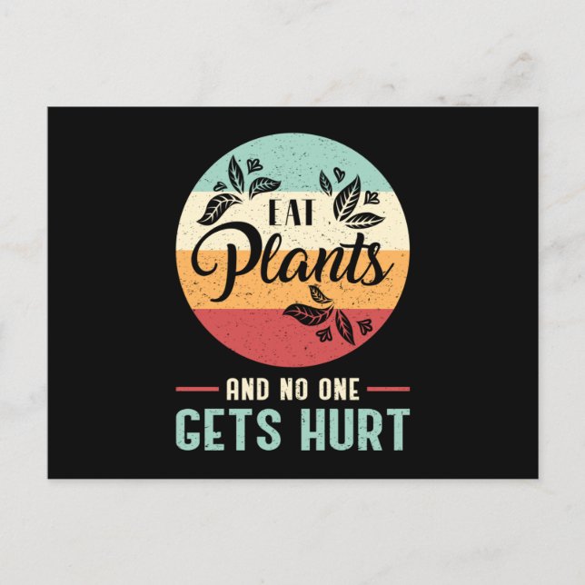Veganes Tier Vegetarian Retro Veganism Funny Gesch Postkarte (Vorderseite)