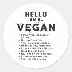 Veganes Vegetarisches Gemüse Veganismus Funny Gift Runder Aufkleber