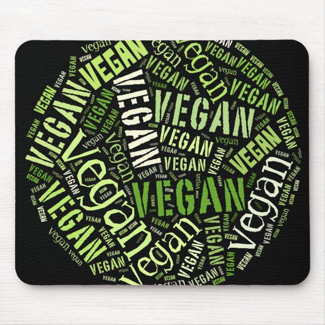 "Veganes" Wort-Wolke Mosaik Mousepad (Vorne)
