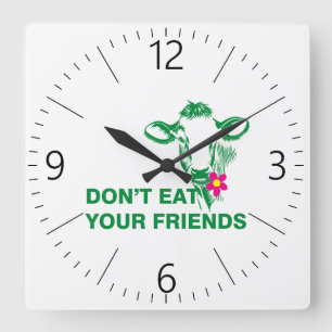 Veganism Quadratische Wanduhr