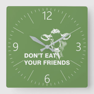 Veganismus Quadratische Wanduhr