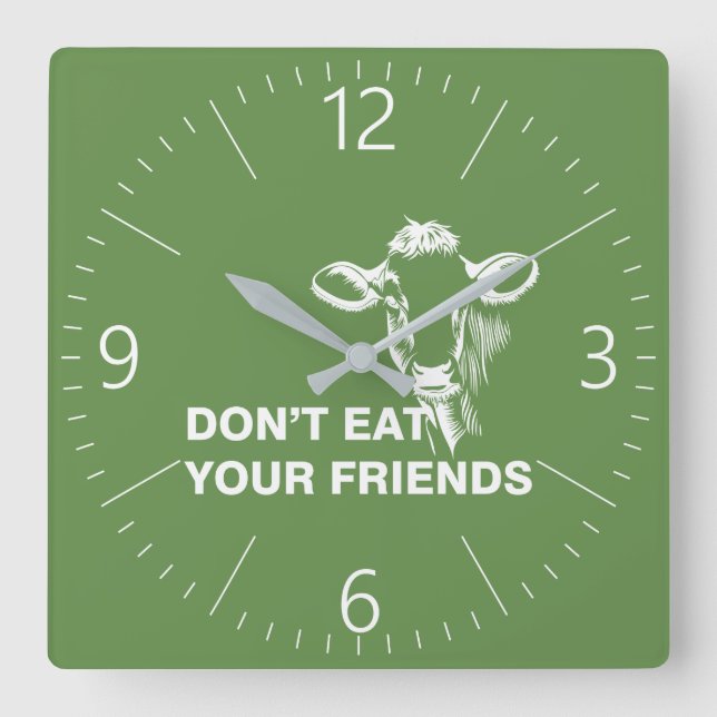 Veganismus Quadratische Wanduhr (Vorderseite)