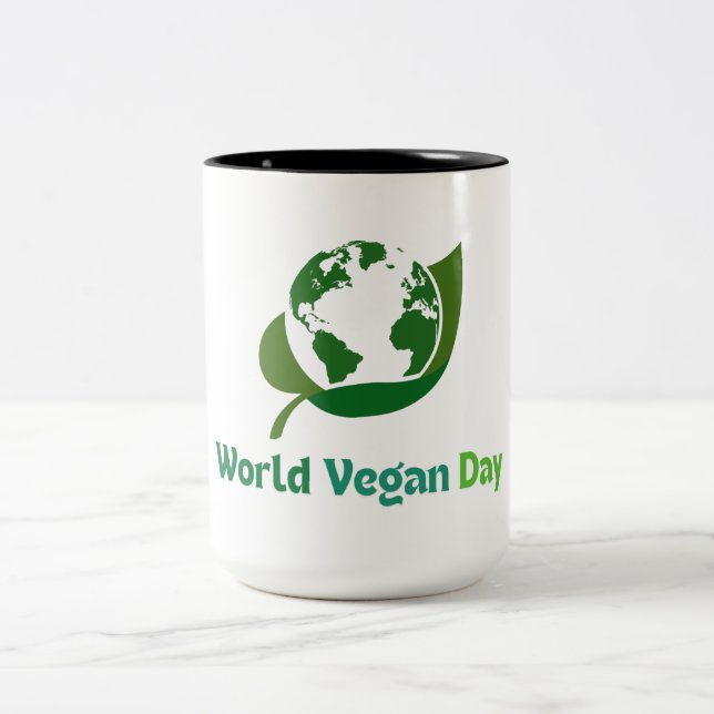 Vegans Day Zweifarbige Tasse (Mittel)