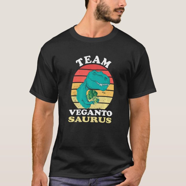 Veganto Saurus Niedlich Dino Broccoli Herbivore Re T-Shirt (Vorderseite)