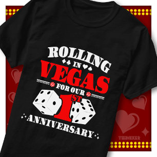 Vegas 1. Hochzeitspaar Casino Rollende Würfel T-Shirt