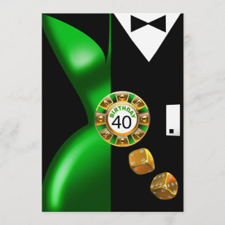 Vegas Art Deco Swank 40. Geburtstag grün schwarz Einladung