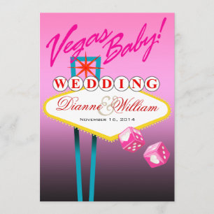 Vegas Baby! Hochzeit Speichern Sie das Datum rosa Save The Date