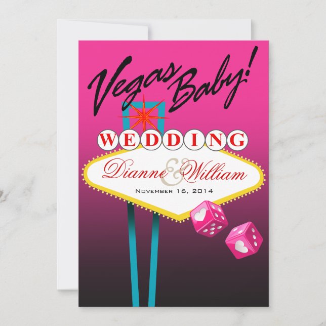 Vegas Baby! Save the Date fuschia (Vorderseite)