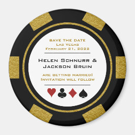 Vegas Black Gold Poker Chip Hochzeit speichern das Magnet