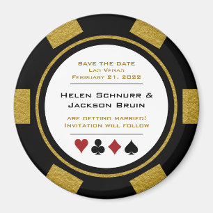 Vegas Black Gold Poker Chip Hochzeit speichern das Magnet