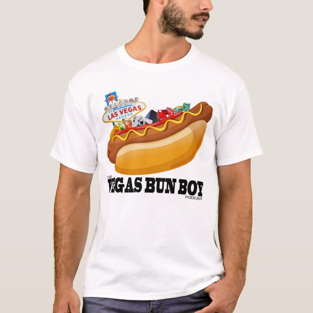 Vegas-Brötchen-Jungen-Würstchen-Logo T-Shirt (Vorderseite)