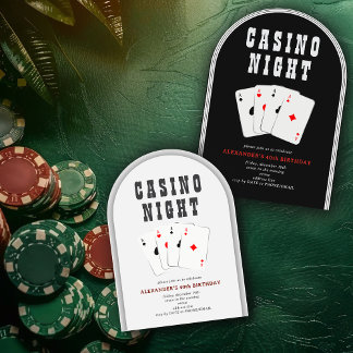 Vegas Casino Blackjack Poker Night Black Party Einladung