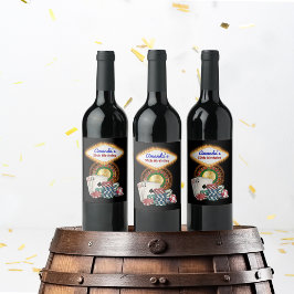 Vegas Casino Night Geburtstag / Junggesellenabschi Weinetikett